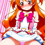 【エロ画像】オレンジグラデーションウェーブ×くぱぁ・大開脚_AI_アニメエロ画像