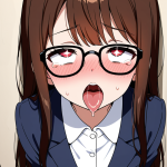 【エロ画像】茶髪ロングむっちり眼鏡×アヘ顔・イキ顔_AI_アニメエロ画像