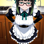 【エロ画像】黒髪ハーフアップグラマラス×メイド服_AI_アニメエロ画像