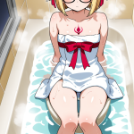 【エロ画像】金髪外ハネボブグラマラス×お風呂・入浴_AI_アニメエロ画像
