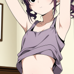 【エロ画像】紫髪セミロンググラマラス×貧乳・微乳_AI_アニメエロ画像