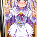 【エロ画像】マゼンタピンクアップスレンダー×ガラスおっぱい押し付け_AI_アニメエロ画像