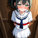 【エロ画像】黒青グラデーションハイポニー貧×縛り・拘束_AI_アニメエロ画像