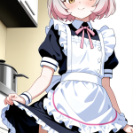 【エロ画像】グレーショートむっちりナース×メイド服_AI_アニメエロ画像