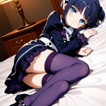 【エロ画像】黒青グラデーション双子お団子ロ×ニーソ・絶対領域_AI_アニメエロ画像