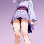 【エロ画像】緑髪お団子ロリ浴衣×おしっこ・放尿_AI_アニメエロ画像