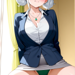 【エロ画像】白髪お団子グラマラス×くぱぁ・大開脚_AI_アニメエロ画像