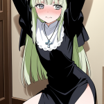 【エロ画像】ライム緑ロング貧乳×手縛り・拘束_AI_アニメエロ画像