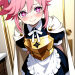 【エロ画像】桜色ポニーテールロリ聖騎士×メイド服_AI_アニメエロ画像