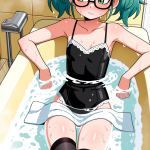 【エロ画像】水色ツインテールロリ体型×お風呂・入浴_AI_アニメエロ画像