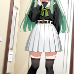 【エロ画像】青グラデロングむっちり×鏡越し_AI_アニメエロ画像
