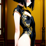 【エロ画像】黒髪ボブグラマラス×貧乳・微乳_AI_アニメエロ画像