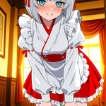 【エロ画像】グレーボブ長身細身×メイド服_AI_アニメエロ画像