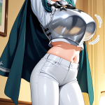 【エロ画像】銀髪ツインおさげロリ×巨乳・爆乳_AI_アニメエロ画像
