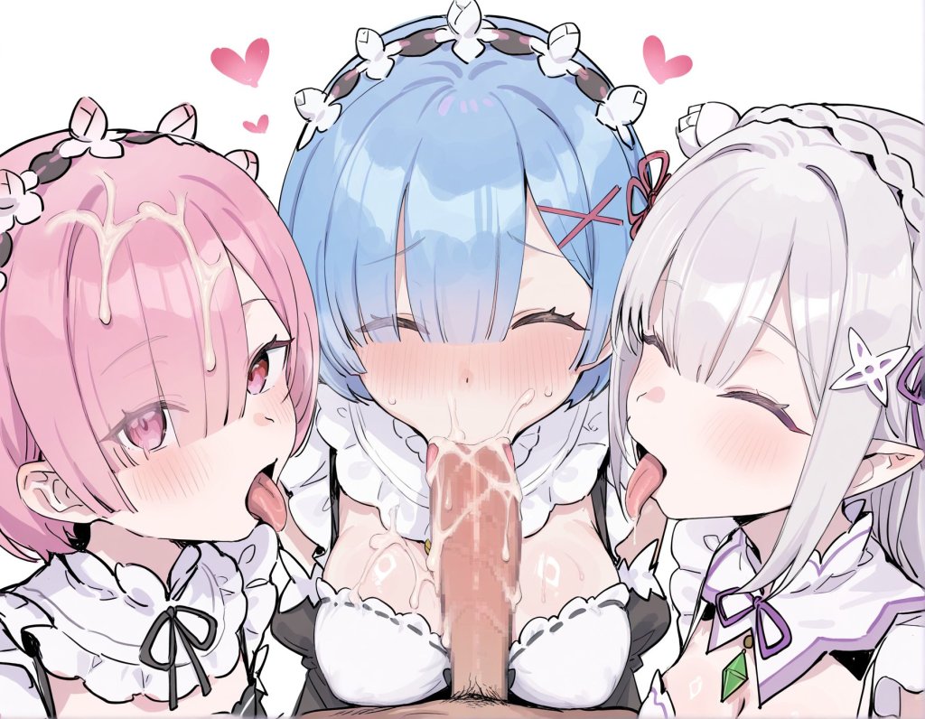 【画像】エミリア、レム、ラムといろんなコスでえっちしまくるエロ画像