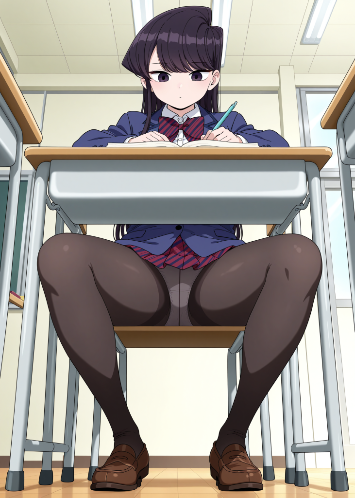 【画像】古見さんの机の下パンチラ・・・