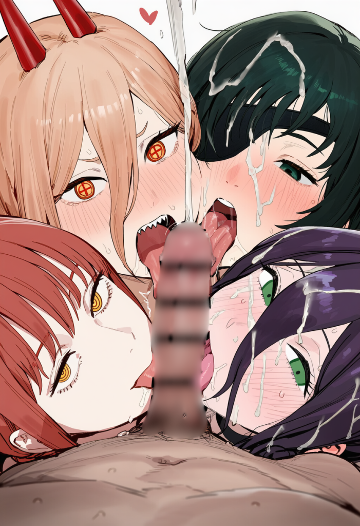 【二次エロ】チェンソーマン　ハーレムフェラ♥