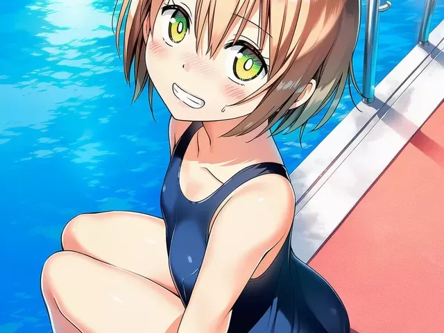 無防備ボーイッシュ彼女とプールで水着ぷれい