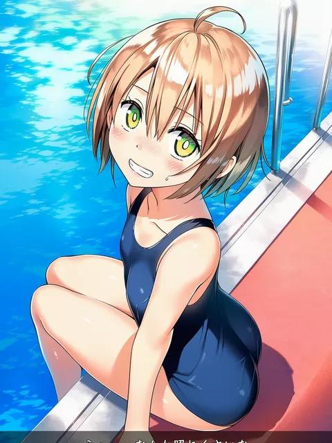 無防備ボーイッシュ彼女とプールで水着ぷれい