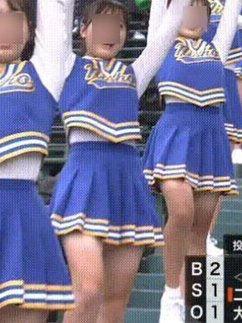 【放送事故盗撮】甲子園中継のTVで大問題！チアリーディングのJK美少女のパンチラ思いっきり丸見えｗｗｗ