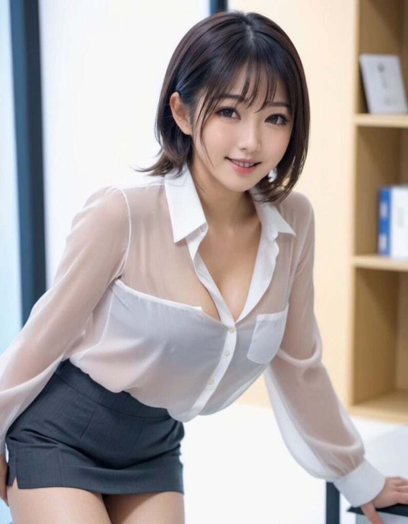 おっぱいが大きすぎてブラウスがはち切れちゃってる画像10
