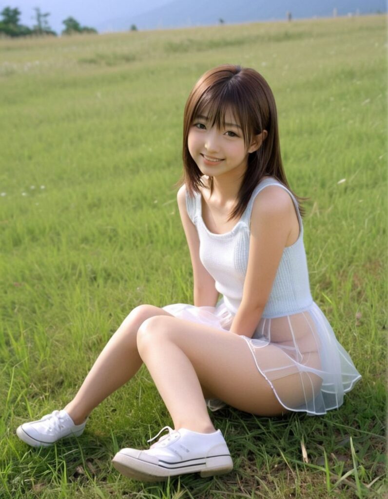 スケスケワンピ画像まとめ その9（草原の女の子編）1