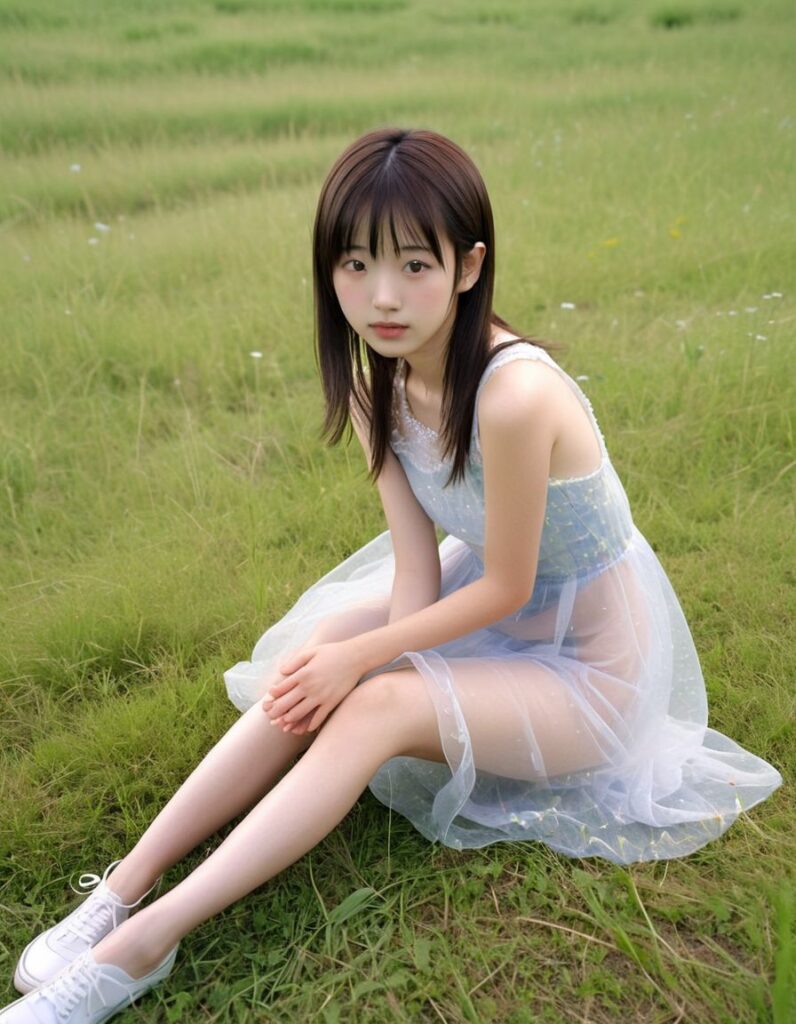 スケスケワンピ画像まとめ その9（草原の女の子編）3