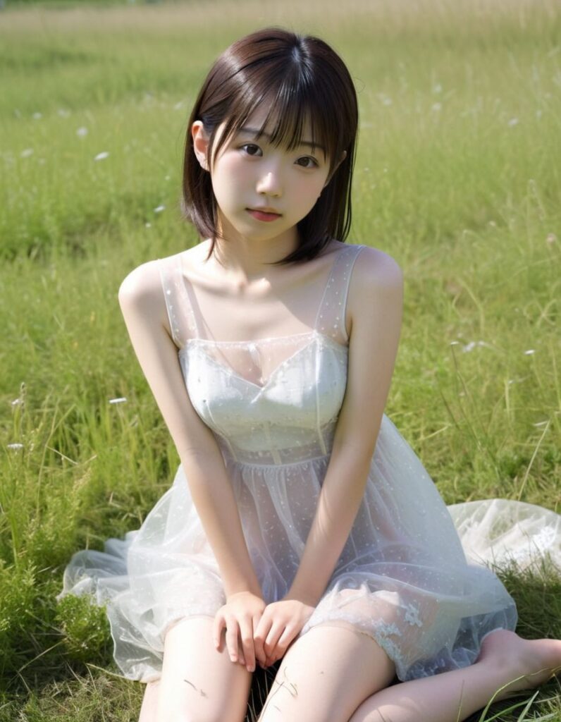 スケスケワンピ画像まとめ その9（草原の女の子編）4
