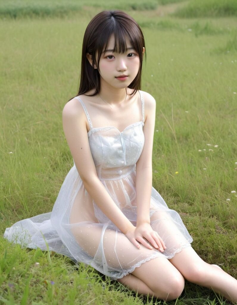 スケスケワンピ画像まとめ その9（草原の女の子編）5