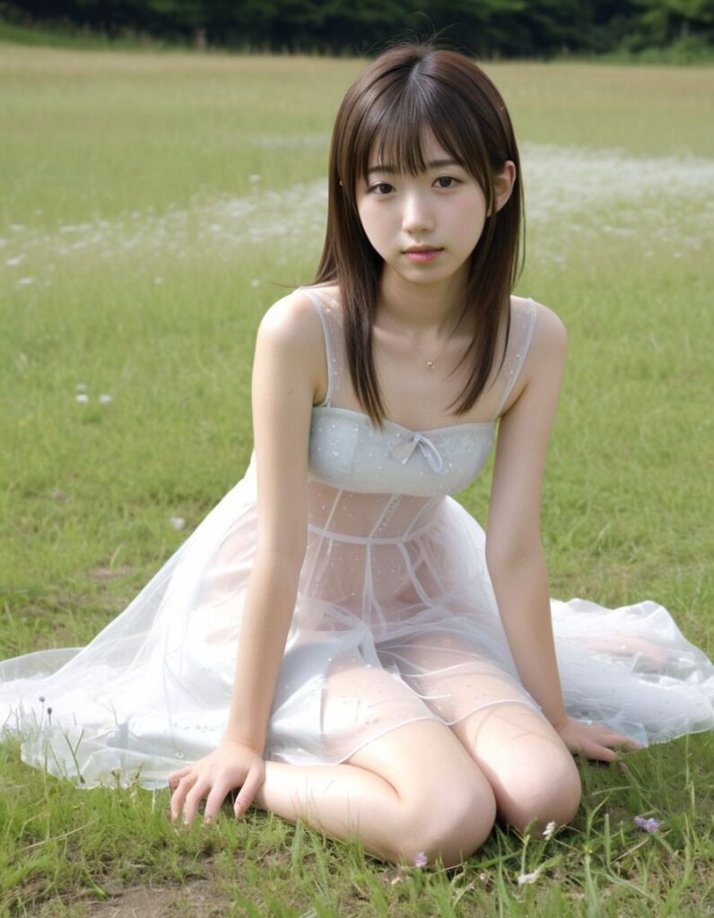 スケスケワンピ画像まとめ その9（草原の女の子編）8
