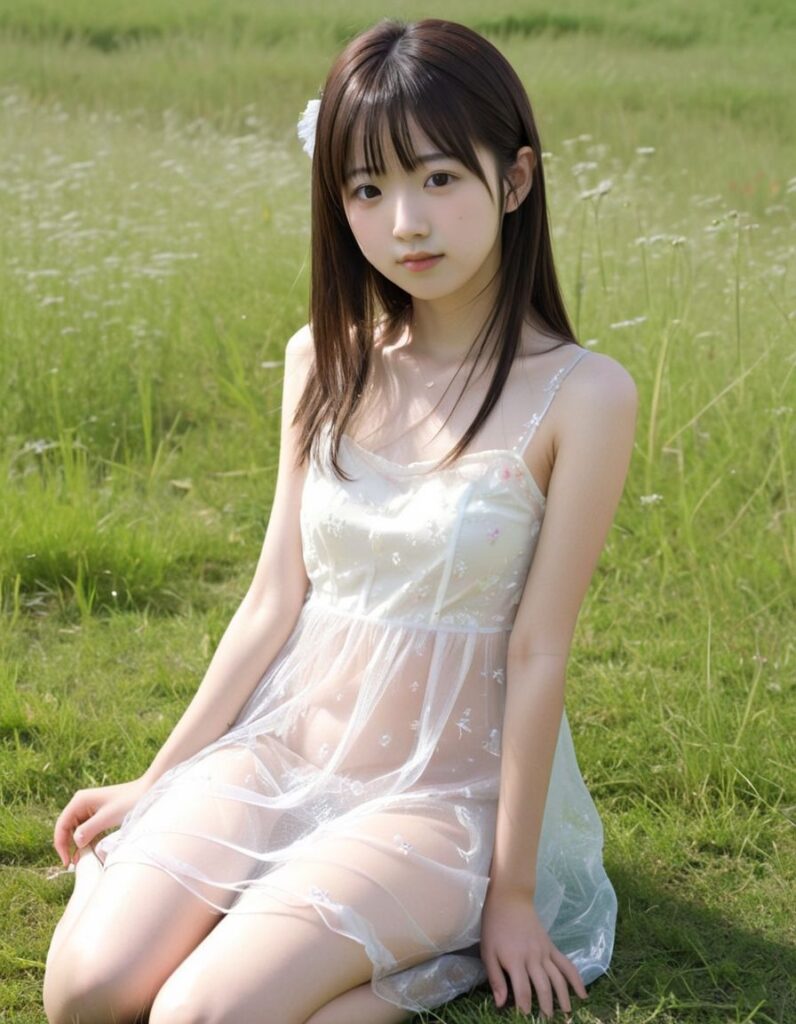 スケスケワンピ画像まとめ その9（草原の女の子編）9