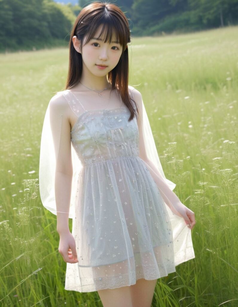 スケスケワンピ画像まとめ その9（草原の女の子編）10